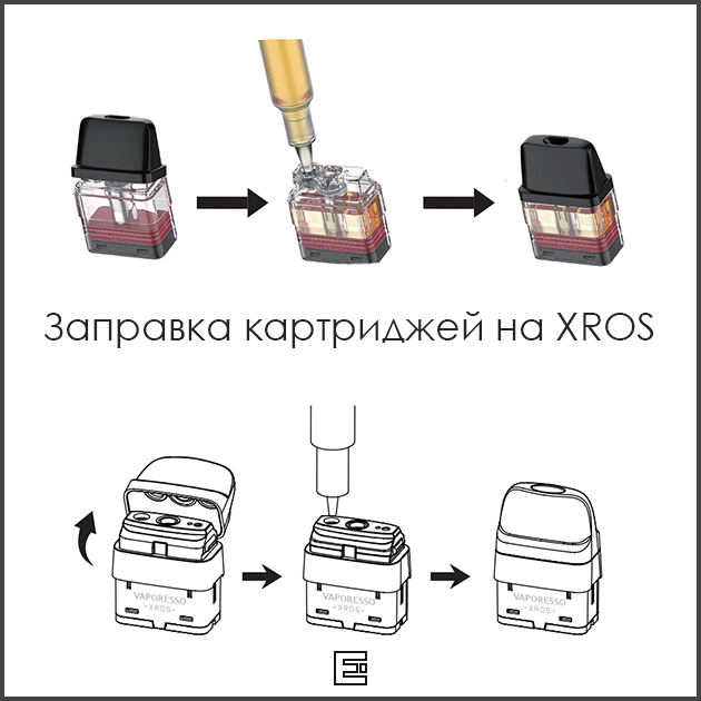Как открыть, заправка картриджей Vaporesso XROS 1